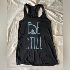 Black & blue “be still” yoga tank